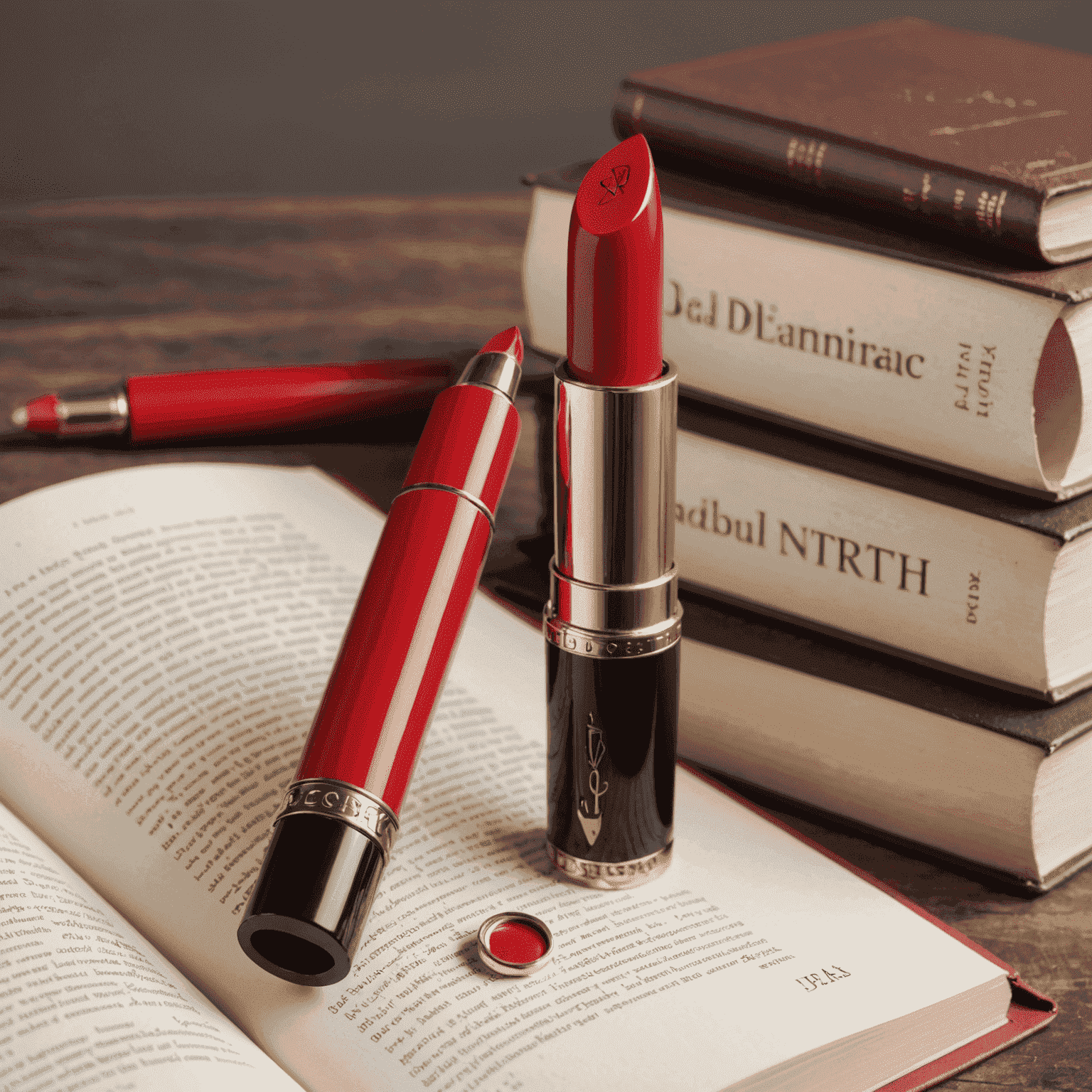 lipstickbookmark logo featuring an elegant lipstick tube next to an open book