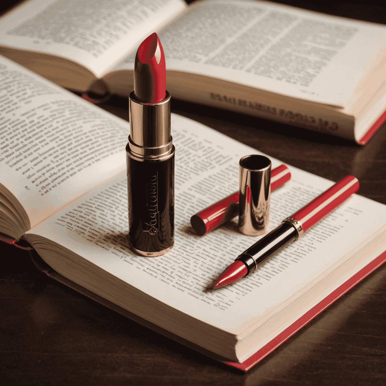 lipstickbookmark logo featuring an elegant lipstick tube next to an open book