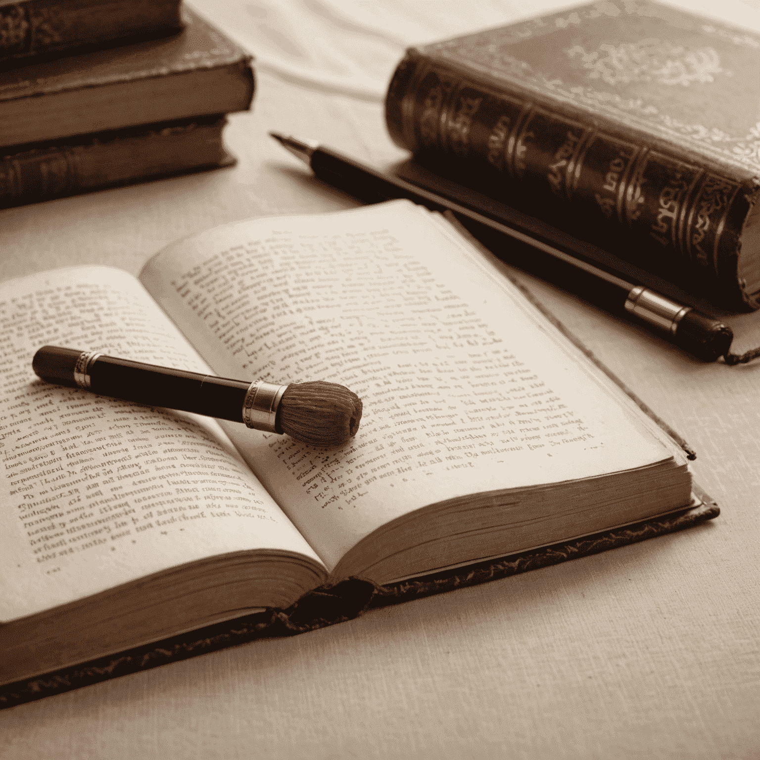 A sleek lip stain applicator resting on a silk bookmark draped over an antique book